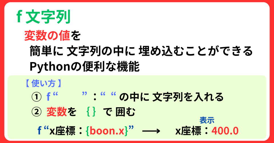 pythonしよう!動き10:f 文字列の解説