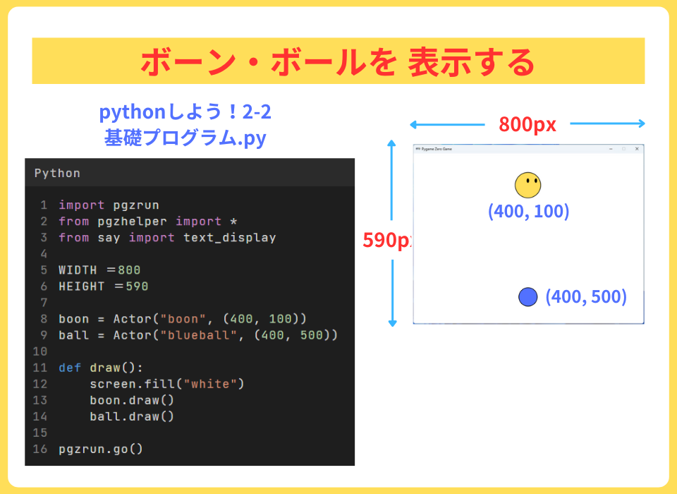 pythonしよう!動き2-2:ボーン・ボールを表示する