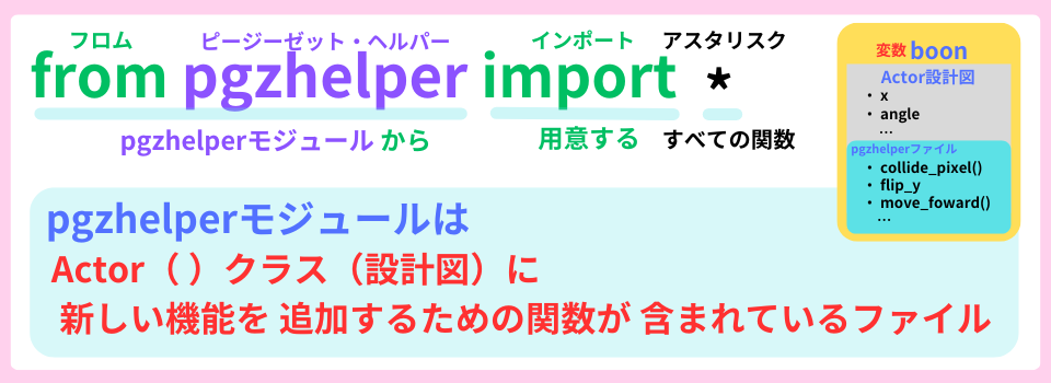 pythonしよう!見た目08:from pgzhelper import *の解説