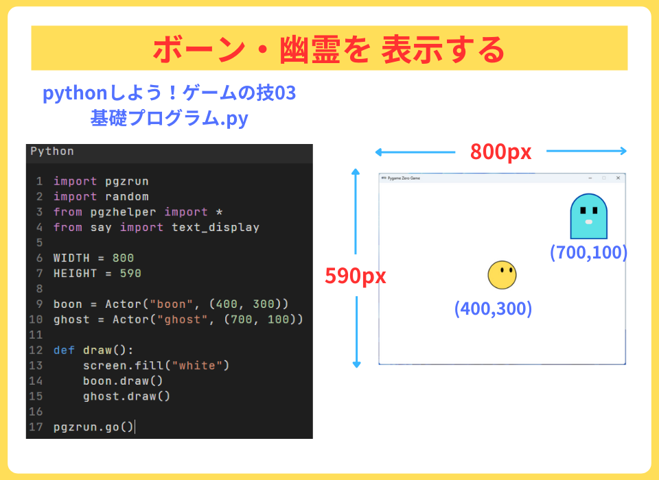 pythonしよう！ゲームの技03：ボーン・幽霊を表示する