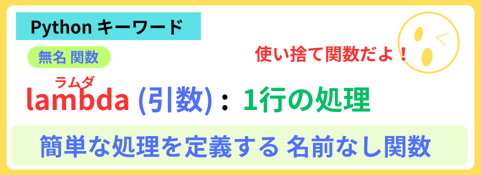 pythonしよう!簡単なゲーム03:lambda関数の解説