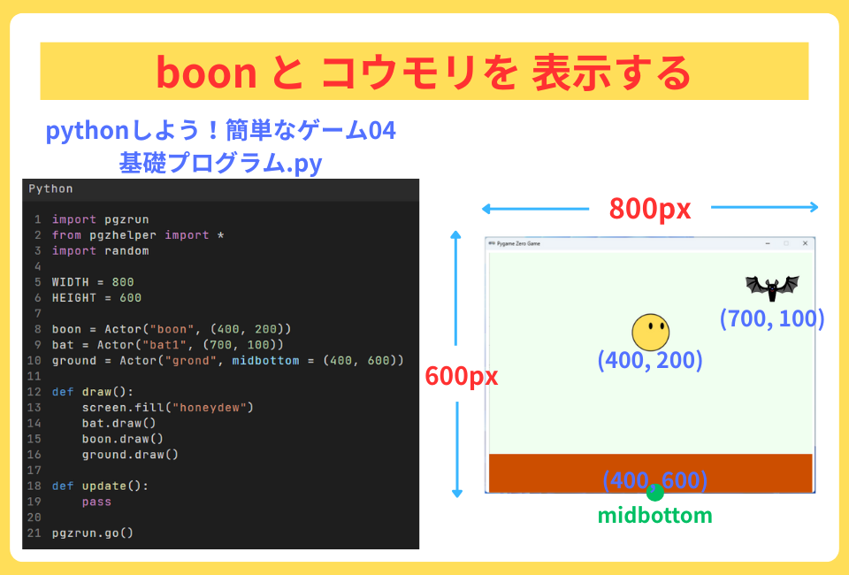 pythonしよう!簡単なゲーム04:画面を表示する
