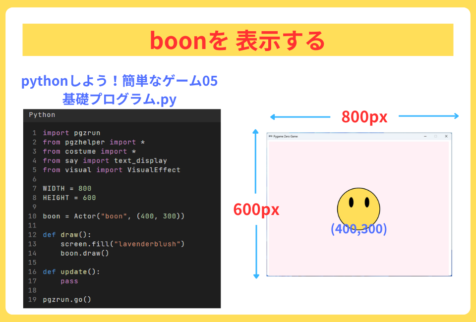 pythonしよう!簡単なゲーム05:画面を表示する
