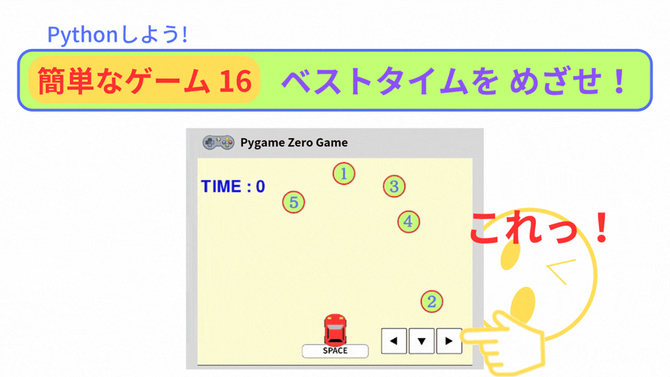 【Pygame Zero】簡単なゲーム16：ベストタイムに挑戦！